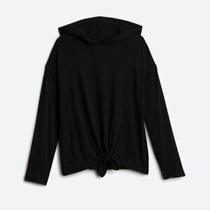 Rumi + Ryder Black Hooded Tie Front Shirt Girls Size L (12/14) EUC